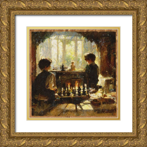 Chess players I Gold Ornate Wood Framed Art Print with Double Matting by Wiley, Marta