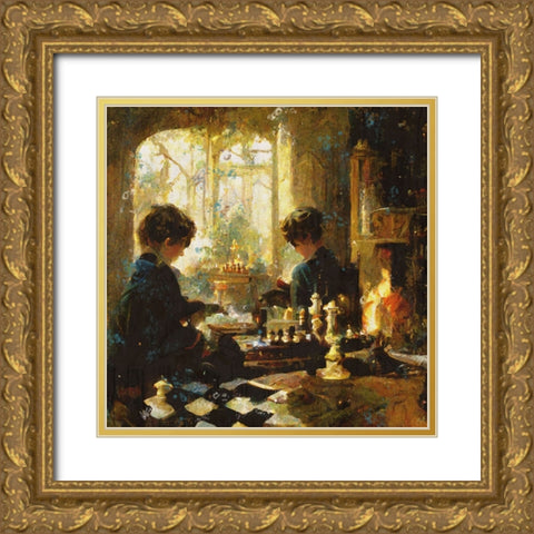 Chess players III Gold Ornate Wood Framed Art Print with Double Matting by Wiley, Marta