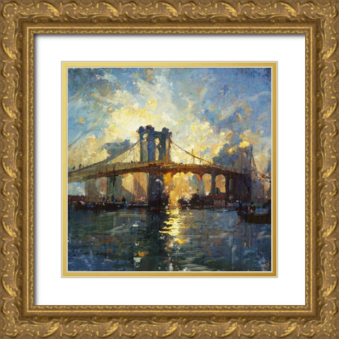 Brooklyn Bridge I Gold Ornate Wood Framed Art Print with Double Matting by Wiley, Marta