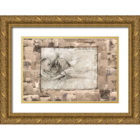 Rebound sketch collage II Gold Ornate Wood Framed Art Print with Double Matting by Wiley, Marta