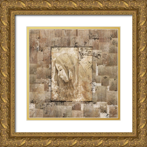 Beauty sketch collage Gold Ornate Wood Framed Art Print with Double Matting by Wiley, Marta
