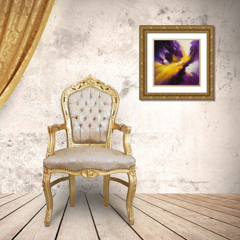 Abstract Yellow Purple Gold Ornate Wood Framed Art Print with Double Matting by Wiley, Marta