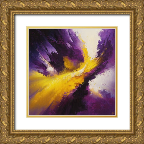 Abstract Yellow Purple Gold Ornate Wood Framed Art Print with Double Matting by Wiley, Marta
