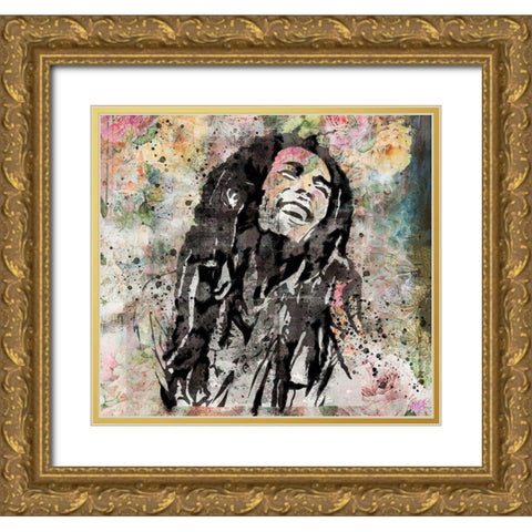 Bob Marley III Gold Ornate Wood Framed Art Print with Double Matting by Wiley, Marta