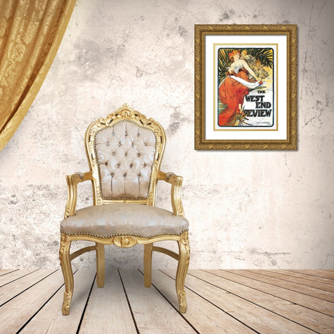 The West End Review, 1898 Gold Ornate Wood Framed Art Print with Double Matting by Mucha, Alphonse
