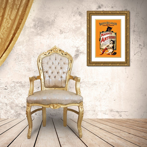 Naughty Anthony, 1899 Gold Ornate Wood Framed Art Print with Double Matting by Strobridge