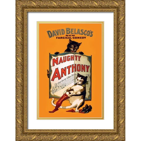 Naughty Anthony, 1899 Gold Ornate Wood Framed Art Print with Double Matting by Strobridge