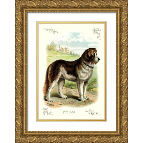 The Dog, 1900 Gold Ornate Wood Framed Art Print with Double Matting by Unknown