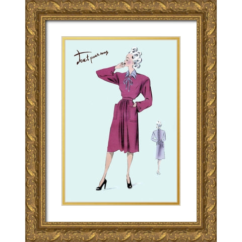 Magenta Dress, 1947 Gold Ornate Wood Framed Art Print with Double Matting by Unknown