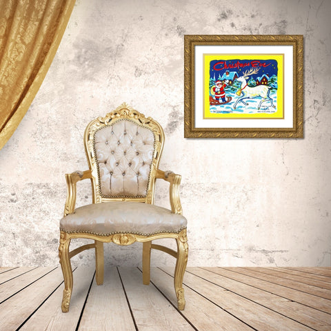 Christmas Eve Gold Ornate Wood Framed Art Print with Double Matting by Unknown