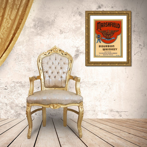 Marshfield Bourbon Whiskey Gold Ornate Wood Framed Art Print with Double Matting by Vintage Booze Labels
