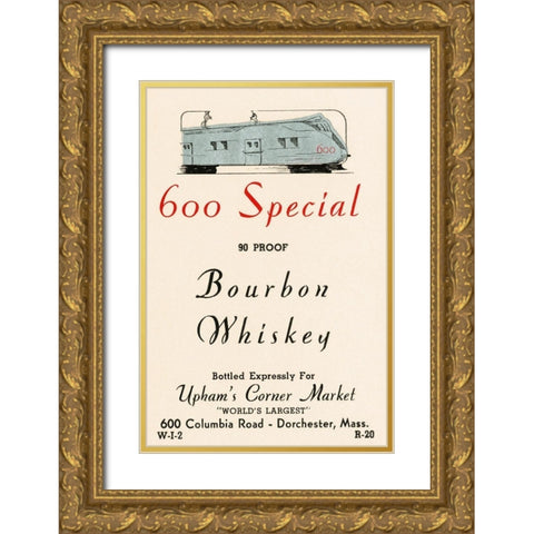 600 Special Bourbon Whiskey Gold Ornate Wood Framed Art Print with Double Matting by Vintage Booze Labels