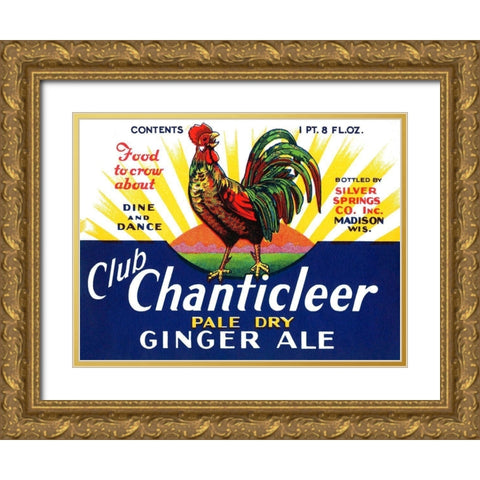 Club Chanticleer Pale Dry Ginger Ale Gold Ornate Wood Framed Art Print with Double Matting by Vintage Booze Labels