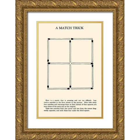 A Match Trick Gold Ornate Wood Framed Art Print with Double Matting by Retromagic