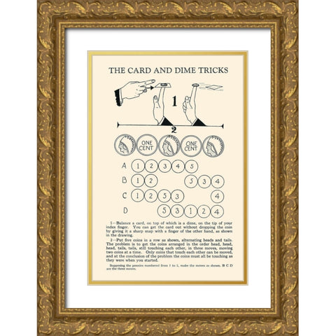 The Card and Dime Tricks Gold Ornate Wood Framed Art Print with Double Matting by Retromagic