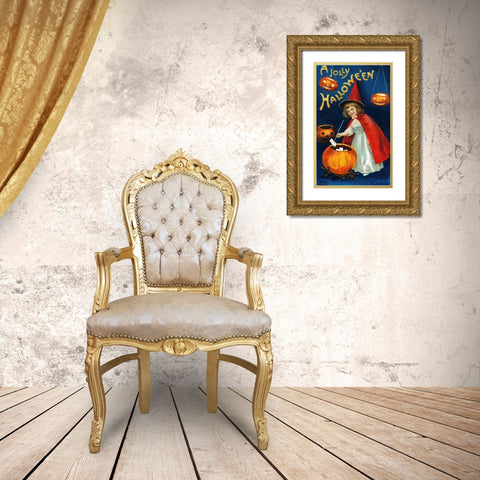 A Jolly Halloween Gold Ornate Wood Framed Art Print with Double Matting by Halloween