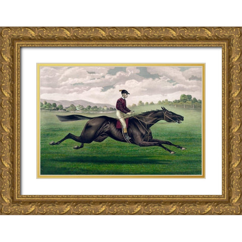 Parole: brown gelding, by Imp. Leamington, dam Maiden by Lexington Gold Ornate Wood Framed Art Print with Double Matting by Currier and Ives