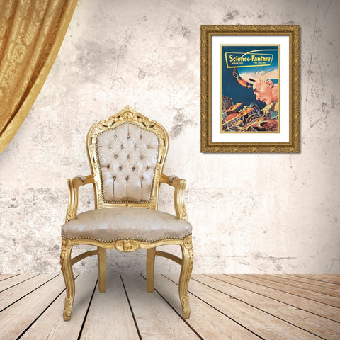 Science-Fantasy: Leader of the Mind Control Legion Gold Ornate Wood Framed Art Print with Double Matting by Retrosci-fi