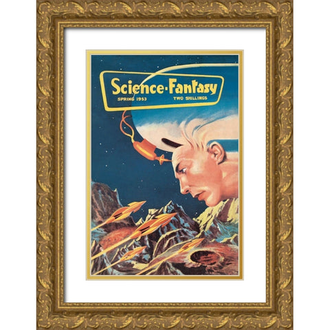 Science-Fantasy: Leader of the Mind Control Legion Gold Ornate Wood Framed Art Print with Double Matting by Retrosci-fi