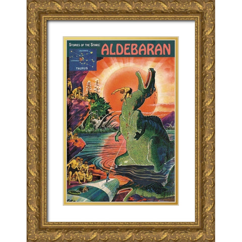 Retrosci-fi: Stories of the Stars...Aldebaran Gold Ornate Wood Framed Art Print with Double Matting by Paul, Frank R.