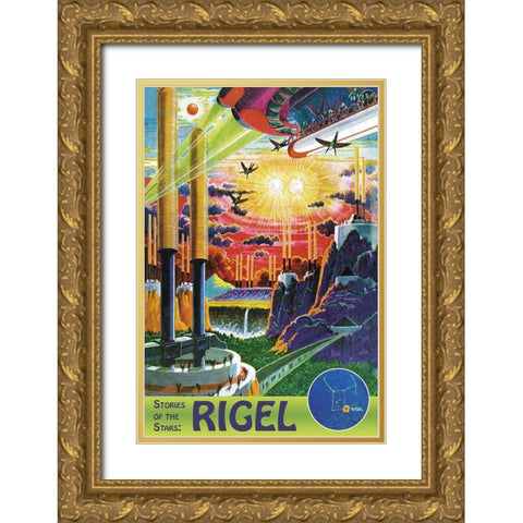 Retrosci-fi: Stories of the Stars... Rigel Gold Ornate Wood Framed Art Print with Double Matting by Paul, Frank R.