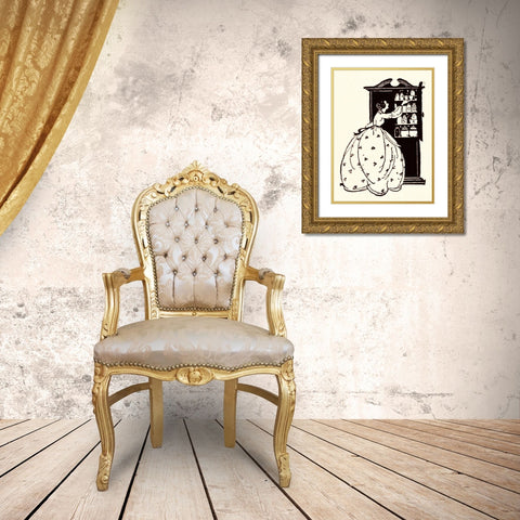 Homemaker Pulls China From Vitrine Gold Ornate Wood Framed Art Print with Double Matting by Parrish, Maxfield
