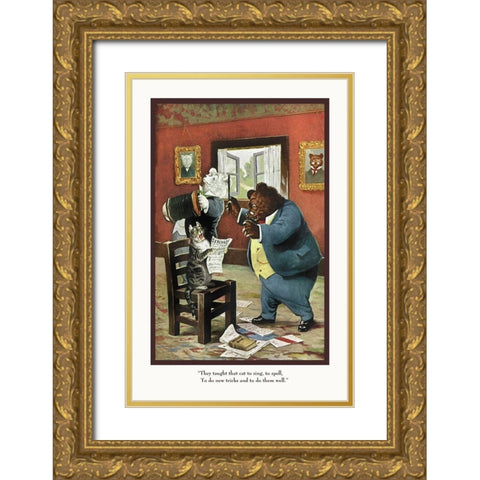 Teddy Roosevelts Bears: That Cat Gold Ornate Wood Framed Art Print with Double Matting by Culver, R.K.
