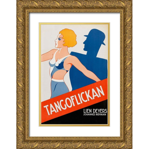 Vintage Film Posters: Tango Movies Tangoflickan Gold Ornate Wood Framed Art Print with Double Matting by Unknown