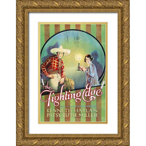 Vintage Westerns: Fighting Edge Gold Ornate Wood Framed Art Print with Double Matting by Unknown