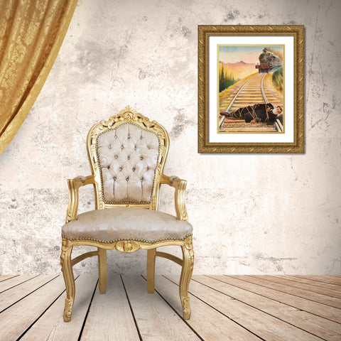 Vintage Westerns: Main de Fer Gold Ornate Wood Framed Art Print with Double Matting by Unknown