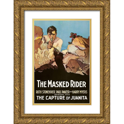 Vintage Westerns: Masked Rider - The Capture of Juanita Gold Ornate Wood Framed Art Print with Double Matting by Unknown