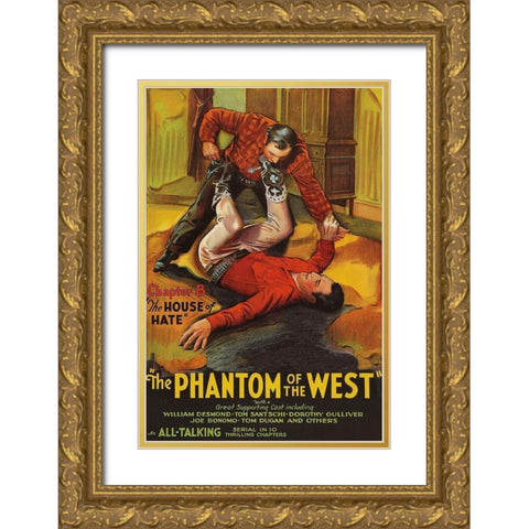 Vintage Westerns: Phantom of the West - House of hate Gold Ornate Wood Framed Art Print with Double Matting by Unknown