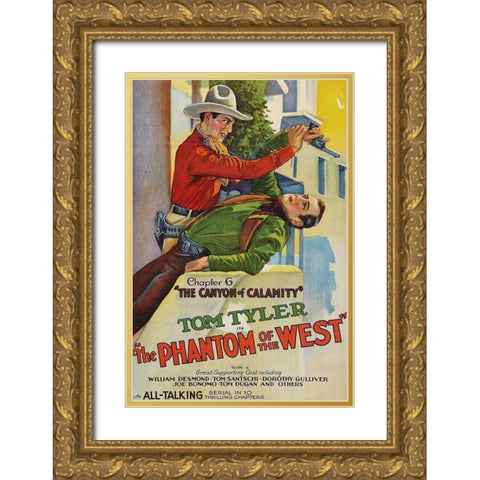 Vintage Westerns: Phantom of the West - Canyon of Calamity Gold Ornate Wood Framed Art Print with Double Matting by Unknown