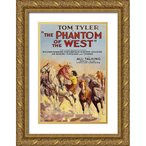 Vintage Westerns: Phantom of the West - Ghost Riders Gold Ornate Wood Framed Art Print with Double Matting by Unknown