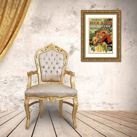 Vintage Westerns: Pioneer Scout Gold Ornate Wood Framed Art Print with Double Matting by Unknown