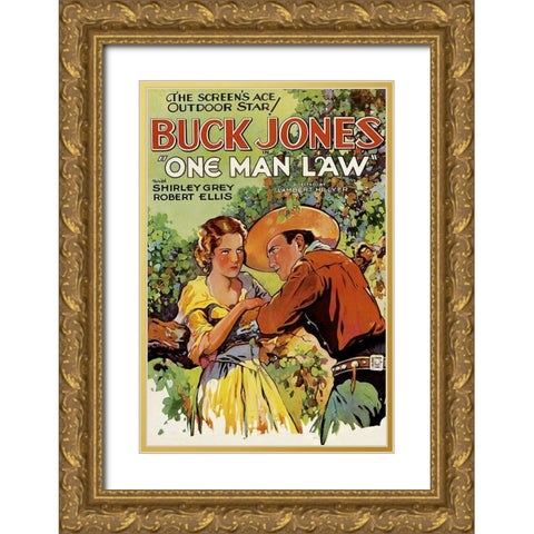 Vintage Westerns: Pioneer Scout Gold Ornate Wood Framed Art Print with Double Matting by Unknown