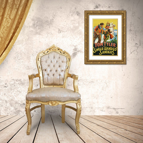 Vintage Westerns: Single Handed Sanders Gold Ornate Wood Framed Art Print with Double Matting by Unknown