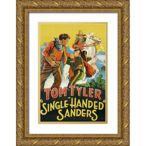 Vintage Westerns: Single Handed Sanders Gold Ornate Wood Framed Art Print with Double Matting by Unknown