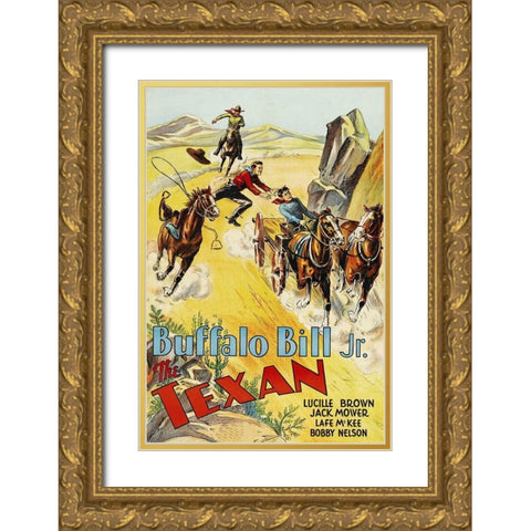 Vintage Westerns: Texan Gold Ornate Wood Framed Art Print with Double Matting by Unknown