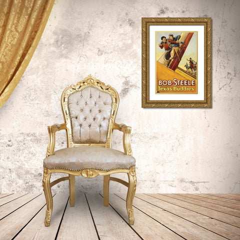 Vintage Westerns: Texas Buddies Gold Ornate Wood Framed Art Print with Double Matting by Unknown