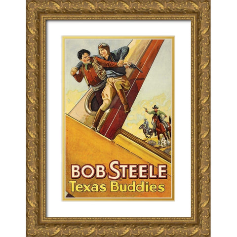 Vintage Westerns: Texas Buddies Gold Ornate Wood Framed Art Print with Double Matting by Unknown