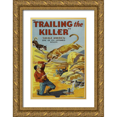 Vintage Westerns: Trailing the Killer Gold Ornate Wood Framed Art Print with Double Matting by Unknown