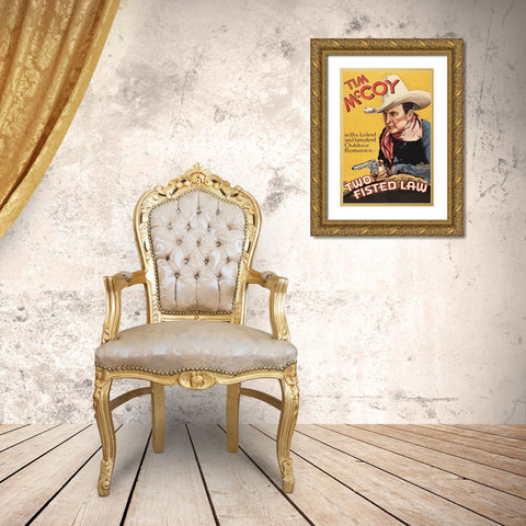 Vintage Westerns: Two Fisted Law Gold Ornate Wood Framed Art Print with Double Matting by Unknown