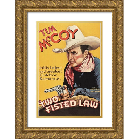 Vintage Westerns: Two Fisted Law Gold Ornate Wood Framed Art Print with Double Matting by Unknown