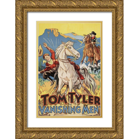 Vintage Westerns: Vanishing men Gold Ornate Wood Framed Art Print with Double Matting by Unknown