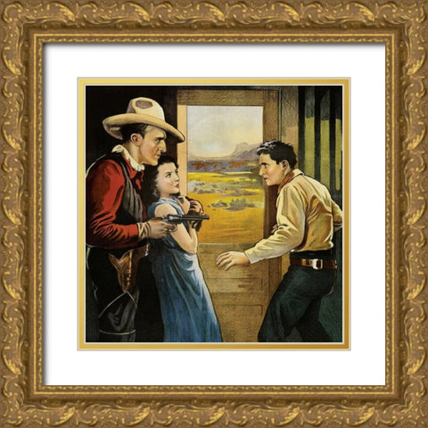 Vintage Westerns: South of Santa Fe - Detail Gold Ornate Wood Framed Art Print with Double Matting by Unknown
