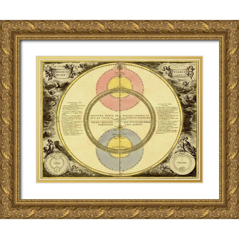 Maps of the Heavens: Theoria Veneris Gold Ornate Wood Framed Art Print with Double Matting by Cellarius, Andreas