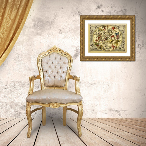 Maps of the Heavens: Planisphaerium Stellatum Boreale Gold Ornate Wood Framed Art Print with Double Matting by Cellarius, Andreas