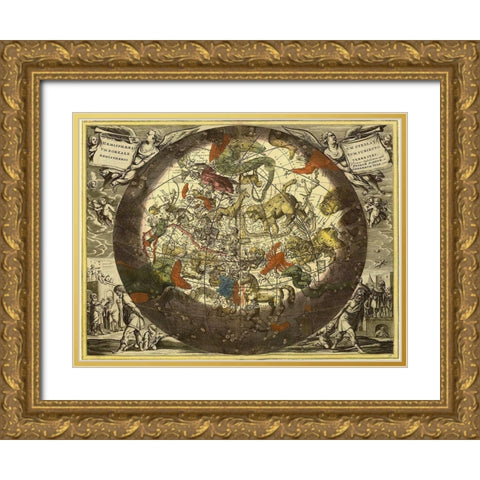 Maps of the Heavens: Hemisphaerium Stellatum Boreale Cum Subiecto Gold Ornate Wood Framed Art Print with Double Matting by Cellarius, Andreas