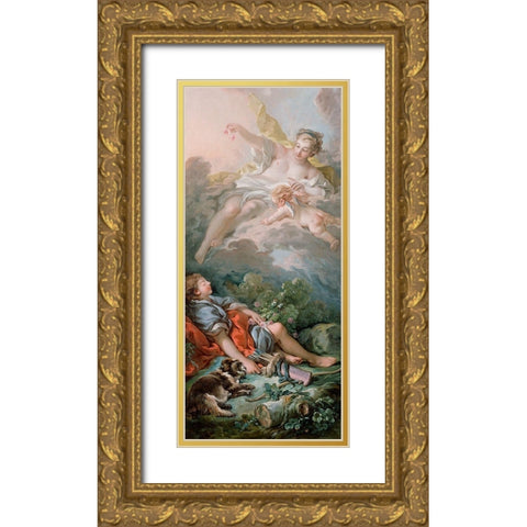 Aurora and Cephalus (detail) Gold Ornate Wood Framed Art Print with Double Matting by Boucher, Francois